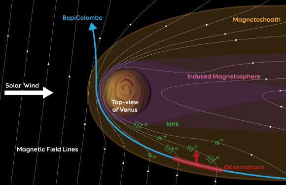 BepiColombo Detects Oxygen and Carbon Ions in Magnetosphere of Venus