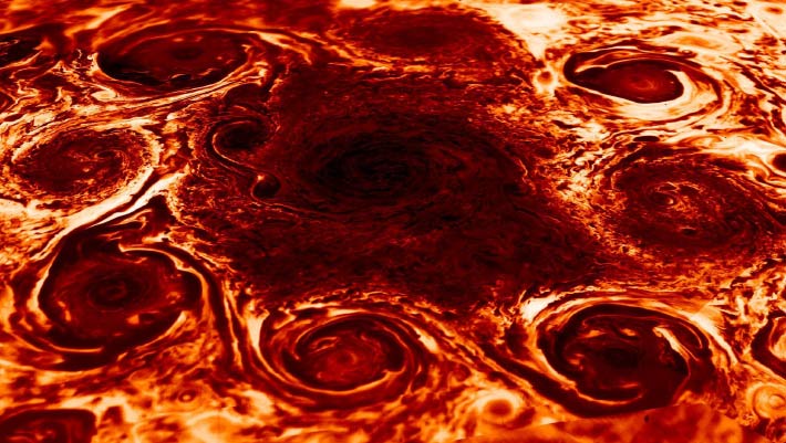 Jupiter’s Polar Cyclones are Fueled by Processes Similar to Those Acting on Earth: Study